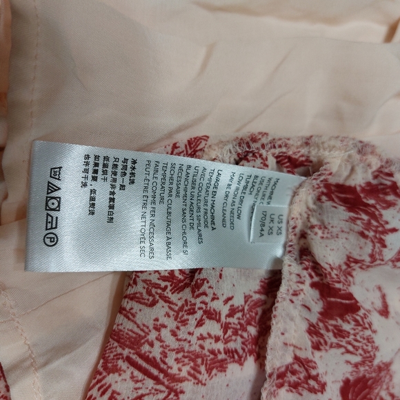 Free People These Dreams Red Floral Print Pleated Long Sleeve Mini Dress Size XS - Picture 15 of 16